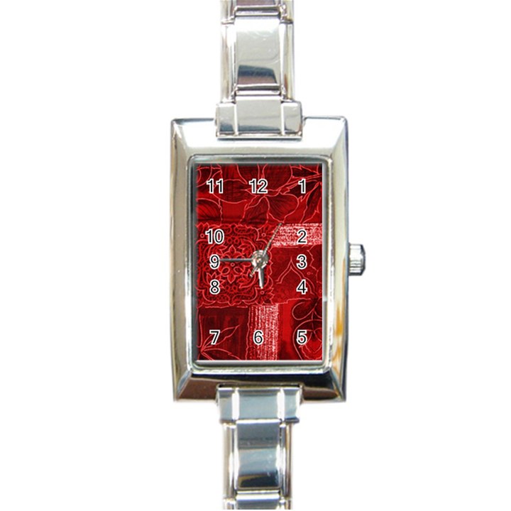 RED PATCHWORK Rectangle Italian Charm Watches