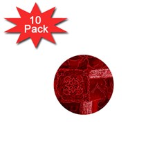 Red Patchwork 1  Mini Buttons (10 Pack)  by trendistuff