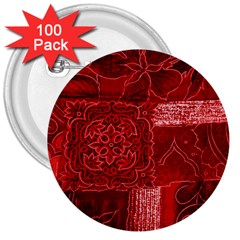 Red Patchwork 3  Buttons (100 Pack)  by trendistuff