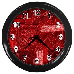 Red Patchwork Wall Clocks (black)