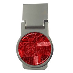 Red Patchwork Money Clips (round)  by trendistuff