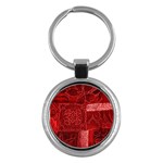 RED PATCHWORK Key Chains (Round)  Front