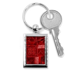 Red Patchwork Key Chains (rectangle)  by trendistuff