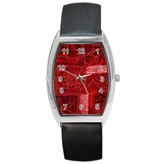 Red Patchwork Barrel Metal Watches by trendistuff