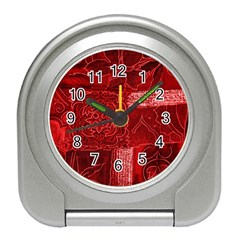 Red Patchwork Travel Alarm Clocks by trendistuff