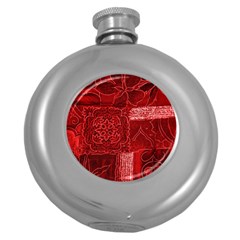 Red Patchwork Round Hip Flask (5 Oz)