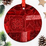 RED PATCHWORK Round Ornament (Two Sides)  Front