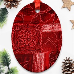 Red Patchwork Oval Ornament (two Sides) by trendistuff