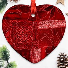 Red Patchwork Heart Ornament (2 Sides)