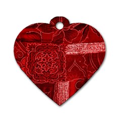 Red Patchwork Dog Tag Heart (one Side) by trendistuff