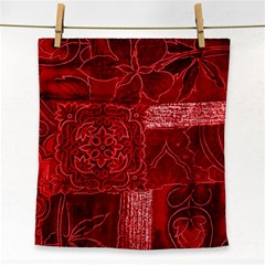 Red Patchwork Face Towel by trendistuff