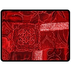 Red Patchwork Fleece Blanket (large) 