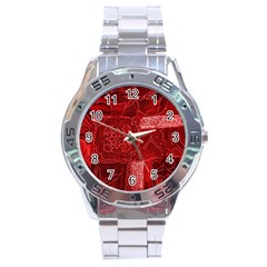 Red Patchwork Stainless Steel Men s Watch by trendistuff