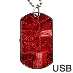 Red Patchwork Dog Tag Usb Flash (one Side)