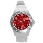 RED PATCHWORK Round Plastic Sport Watch (L) Front