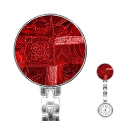 Red Patchwork Stainless Steel Nurses Watches by trendistuff