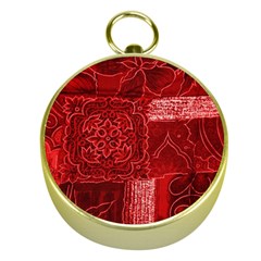 Red Patchwork Gold Compasses