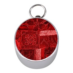 Red Patchwork Mini Silver Compasses