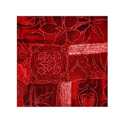 Red Patchwork Small Satin Scarf (square)  by trendistuff