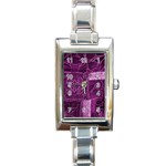 MAGENTA PATCHWORK Rectangle Italian Charm Watches