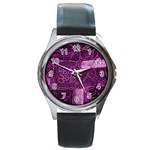 MAGENTA PATCHWORK Round Metal Watches