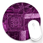 MAGENTA PATCHWORK Round Mousepads