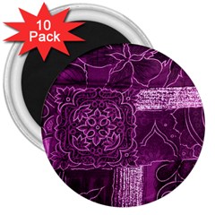 MAGENTA PATCHWORK 3  Magnets (10 pack) 