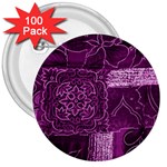 MAGENTA PATCHWORK 3  Buttons (100 pack) 