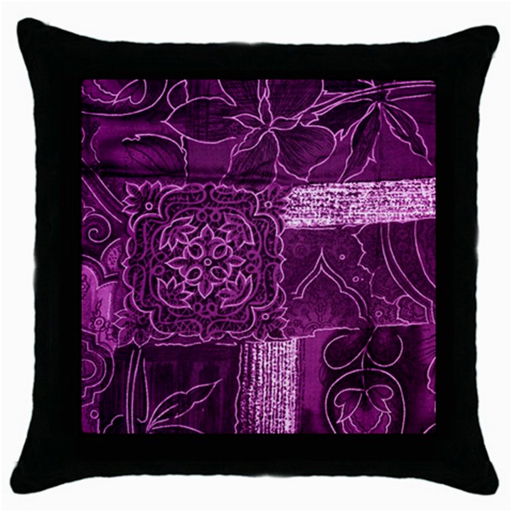 MAGENTA PATCHWORK Throw Pillow Cases (Black)