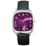 MAGENTA PATCHWORK Square Metal Watches Front