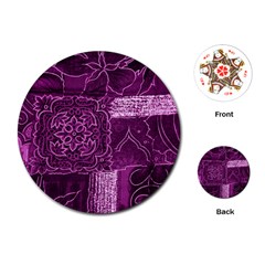 MAGENTA PATCHWORK Playing Cards (Round) 