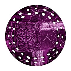 MAGENTA PATCHWORK Round Filigree Ornament (2Side)