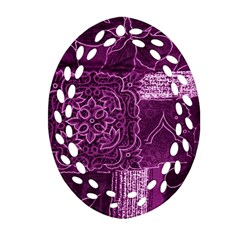 MAGENTA PATCHWORK Ornament (Oval Filigree) 