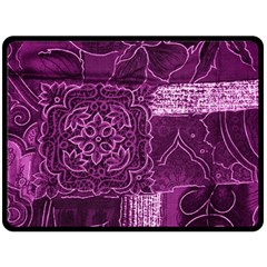 MAGENTA PATCHWORK Double Sided Fleece Blanket (Large) 