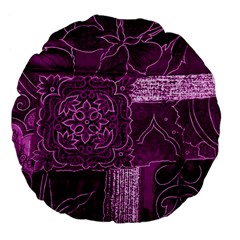 MAGENTA PATCHWORK Large 18  Premium Flano Round Cushions