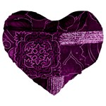 MAGENTA PATCHWORK Large 19  Premium Flano Heart Shape Cushions Front