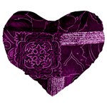 MAGENTA PATCHWORK Large 19  Premium Flano Heart Shape Cushions Back