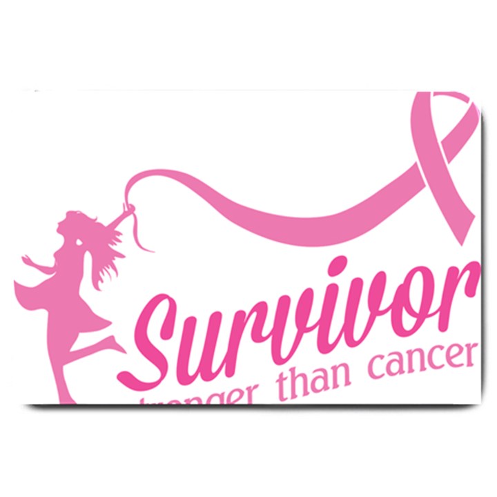 Survivor Stronger Than Cancer Pink Ribbon Large Door Mat