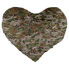 Camo Woodland Faded Large 19  Premium Flano Heart Shape Cushions