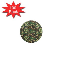 Camo Woodland 1  Mini Magnets (100 Pack) 