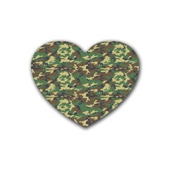 Camo Woodland Rubber Coaster (heart)  by trendistuff