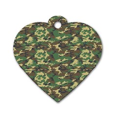 Camo Woodland Dog Tag Heart (one Side)