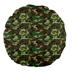 Camo Woodland Large 18  Premium Flano Round Cushions