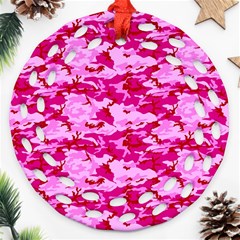 Camo Pink Ornament (round Filigree) 