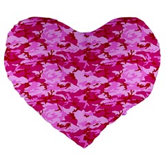 Camo Pink Large 19  Premium Heart Shape Cushions