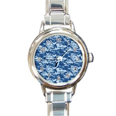 Camo Navy Round Italian Charm Watches