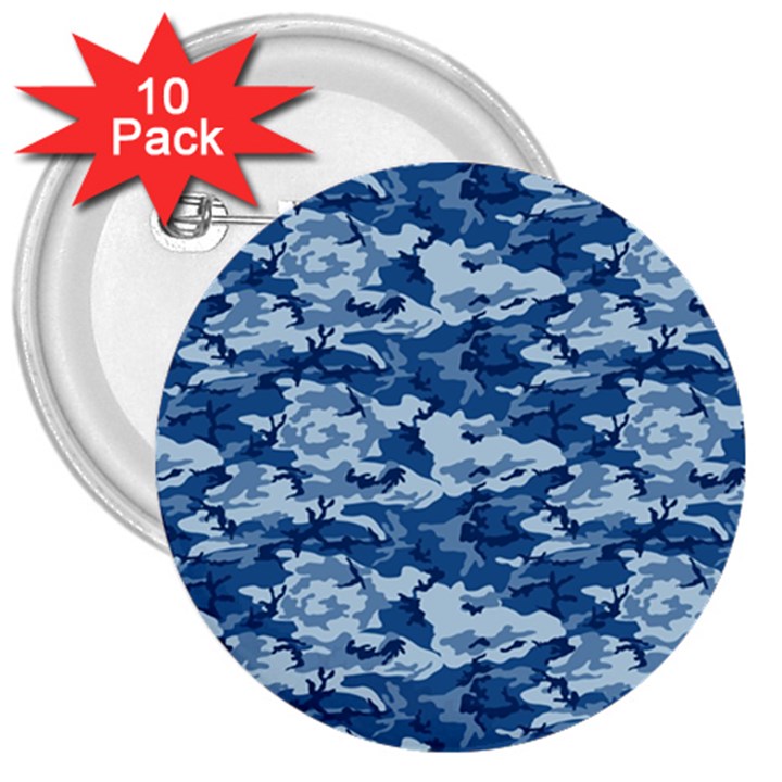 CAMO NAVY 3  Buttons (10 pack) 