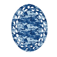 Camo Navy Oval Filigree Ornament (2-side) 