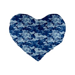 Camo Navy Standard 16  Premium Heart Shape Cushions by trendistuff