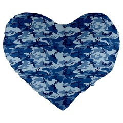 Camo Navy Large 19  Premium Heart Shape Cushions